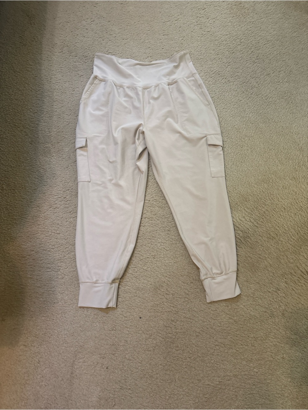 Old Navy Cream High-Waist Cargo Jogger Pants